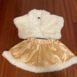 Baby Gap Faux Fur Vest (s/m)& gold skirt (2T)
